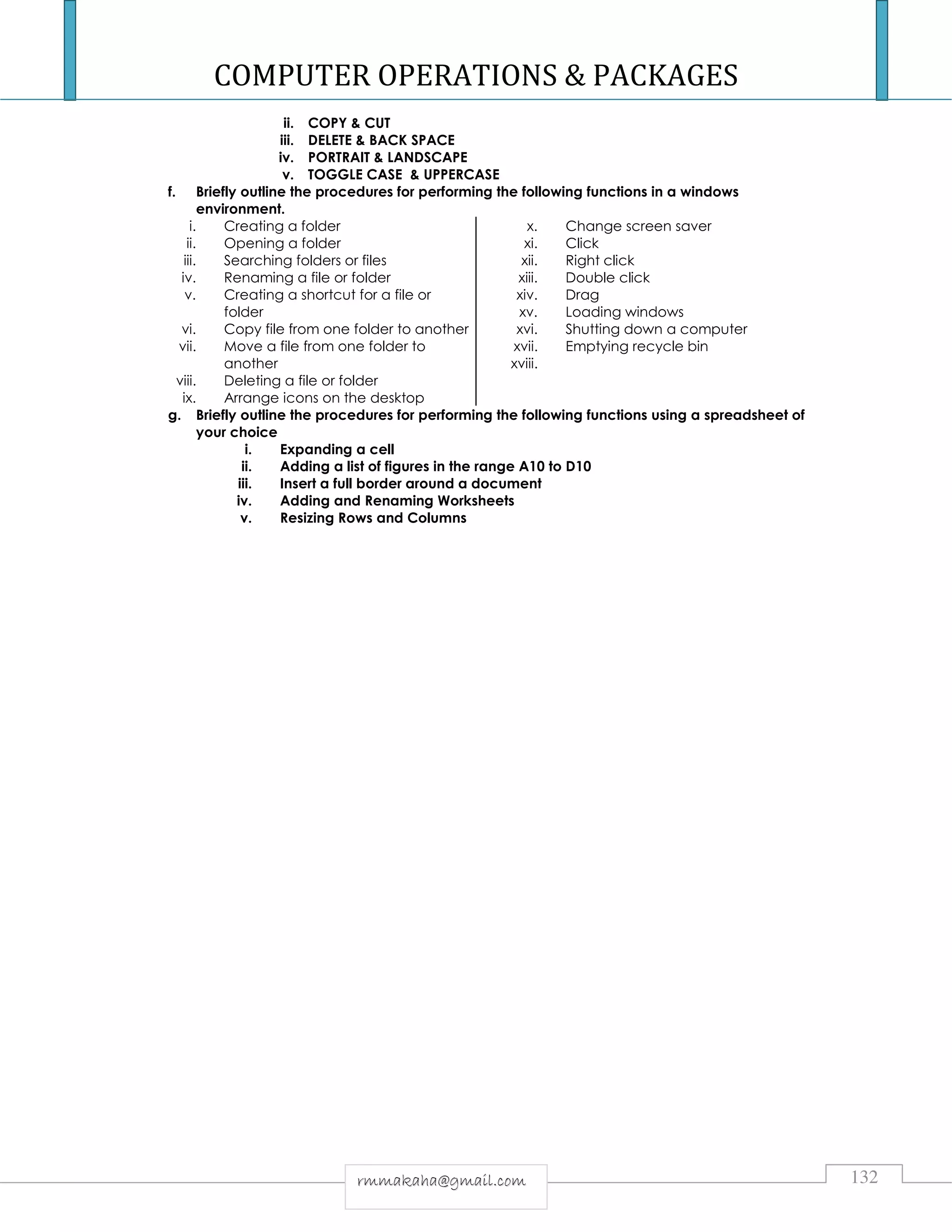 COMPUTER OPERATIONS & PACKAGES NOTES & INTRODUCTION TO COMPUTERS | PDF