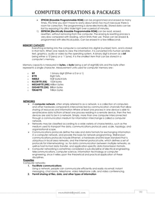 COMPUTER OPERATIONS & PACKAGES NOTES & INTRODUCTION TO COMPUTERS | PDF