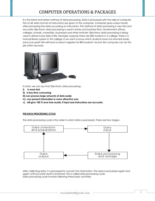 COMPUTER OPERATIONS & PACKAGES NOTES & INTRODUCTION TO COMPUTERS | PDF ...