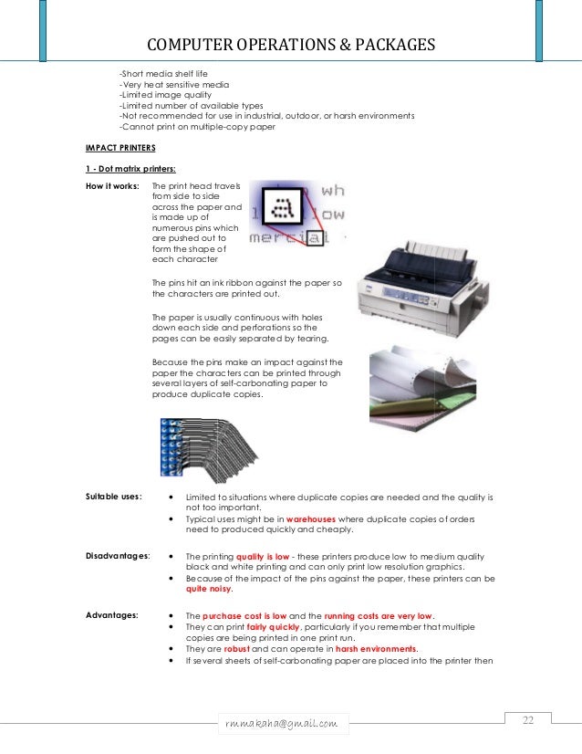 COMPUTER OPERATIONS & PACKAGES NOTES & INTRODUCTION TO COMPUTERS