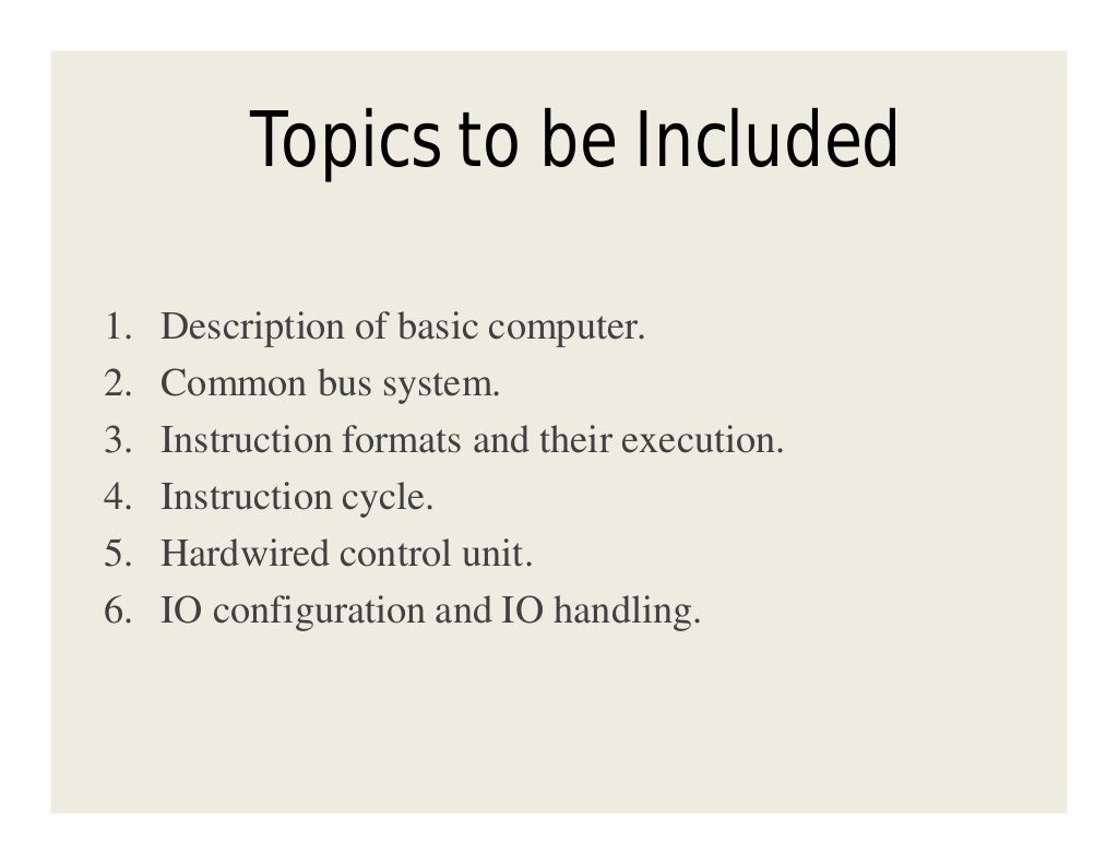 Basic Computer Organization and Design