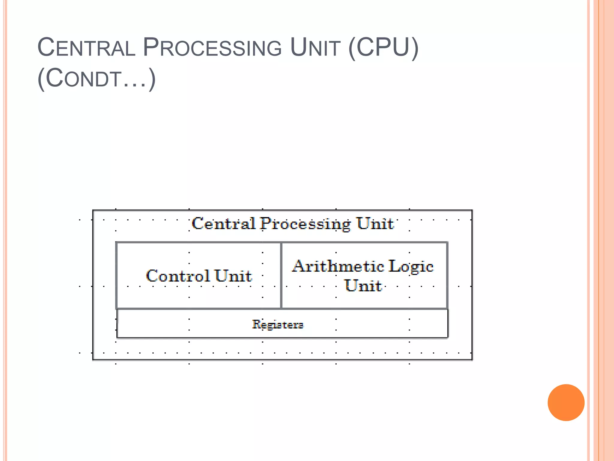 CENTRAL PROCESSING UNIT (CPU)
(CONDT…)
 