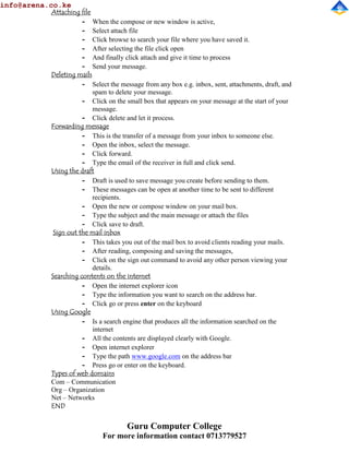 COMPUTER Notes containing Information Communication and Technology | PDF