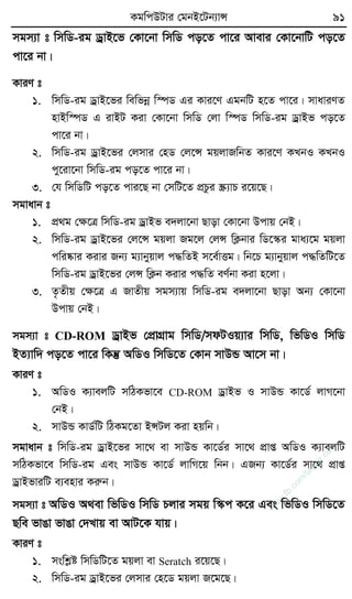 KgwcDUvi †gbB‡Ub¨vÝ 91
mgm¨v t wmwW-ig WªvB‡f †Kv‡bv wmwW co‡Z cv‡i Avevi †Kv‡bvwU co‡Z
cv‡i bv|
KviY t
1. wmwW-ig WªvB‡fi wewfbœ w¯úW Gi Kvi‡Y GgbwU n‡Z cv‡i| mvaviYZ
nvBw¯úW G ivBU Kiv †Kv‡bv wmwW †jv w¯úW wmwW-ig WªvBf co‡Z
cv‡i bv|
2. wmwW-ig WªvB‡fi †jmvi †nW †j‡Ý gqjvRwbZ Kvi‡Y KLbI KLbI
cy‡iv‡bv wmwW-ig co‡Z cv‡i bv|
3. †h wmwWwU co‡Z cvi‡Q bv †mwU‡Z cÖPzi ¯Œ¨vP i‡q‡Q|
mgvavb t
1. cÖ_g †ÿ‡Î wmwW-ig WªvBf e`jv‡bv Qvov †Kv‡bv Dcvq †bB|
2. wmwW-ig WªvB‡fi †j‡Ý gqjv Rg‡j †jÝ wK¬bvi wW‡¯‹i gva¨‡g gqjv
cwi®‹vi Kivi Rb¨ g¨vbyqvj c×wZB m‡e©vËg| wb‡P g¨vbyqvj c×wZwU‡Z
wmwW-ig WªvB‡fi †jÝ wK¬b Kivi c×wZ eY©bv Kiv n‡jv|
3. Z…Zxq †ÿ‡Î G RvZxq mgm¨vq wmwW-ig e`jv‡bv Qvov Ab¨ †Kv‡bv
Dcvq †bB|
mgm¨v t CD-ROM WªvBf †cÖvMÖvg wmwW/mdUIq¨vi wmwW, wfwWI wmwW
BZ¨vw` co‡Z cv‡i wKš‘ AwWI wmwW‡Z †Kvb mvDÛ Av‡m bv|
KviY t
1. AwWI K¨vejwU mwVKfv‡e CD-ROM WªvBf I mvDÛ Kv‡W© jvM‡bv
†bB|
2. mvDÛ KvW©wU wVKg‡Zv BÝUj Kiv nqwb|
mgvavb t wmwW-ig WªvB‡fi mv‡_ ev mvDÛ Kv‡W©i mv‡_ cÖvß AwWI K¨vejwU
mwVKfv‡e wmwW-ig Ges mvDÛ Kv‡W© jvwM‡q wbb| GRb¨ Kv‡W©i mv‡_ cÖvß
WªvBfviwU e¨envi Kiæb|
mgm¨v t AwWI A_ev wfwWI wmwW Pjvi mgq w¯‹c K‡i Ges wfwWI wmwW‡Z
Qwe fvOv fvOv †`Lvq ev AvU‡K hvq|
KviY t
1. mswkøó wmwWwU‡Z gqjv ev Seratch i‡q‡Q|
2. wmwW-ig WªvB‡fi †jmvi †n‡W gqjv R‡g‡Q|
w
w
w
.fb.com
/tanbir.cox
 