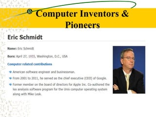 Computer Inventors &
Pioneers
 