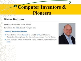 Computer Inventors &
Pioneers
 