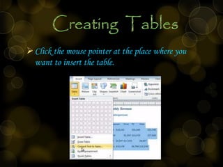 Computer ppt on inserting images and tables | PPTX
