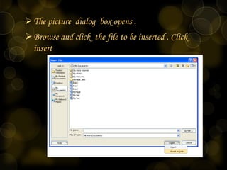 Computer ppt on inserting images and tables | PPTX