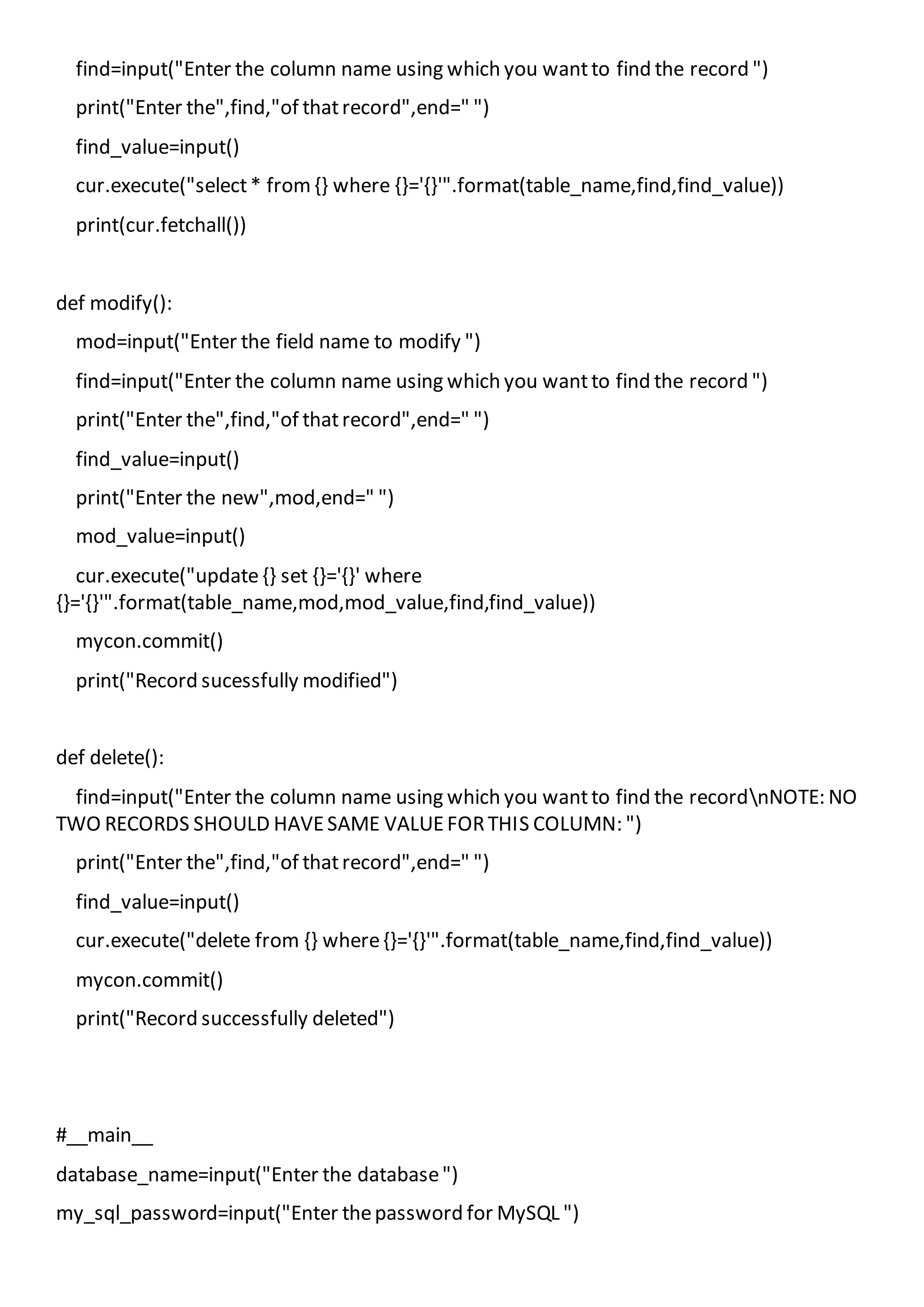 CBSE Class 12 Computer practical Python Programs and MYSQL | DOCX ...
