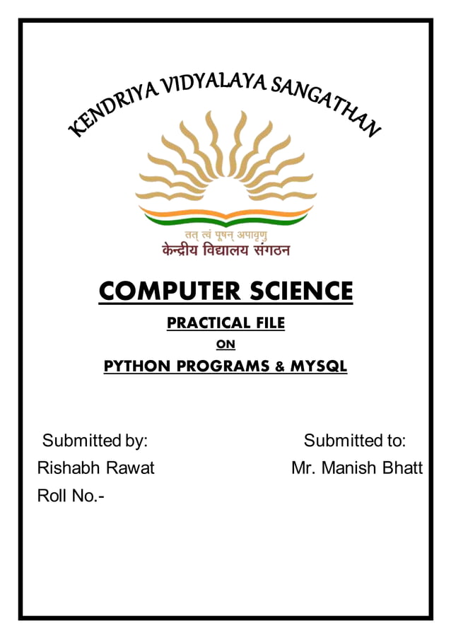 CBSE Class 12 Computer practical Python Programs and MYSQL | PDF