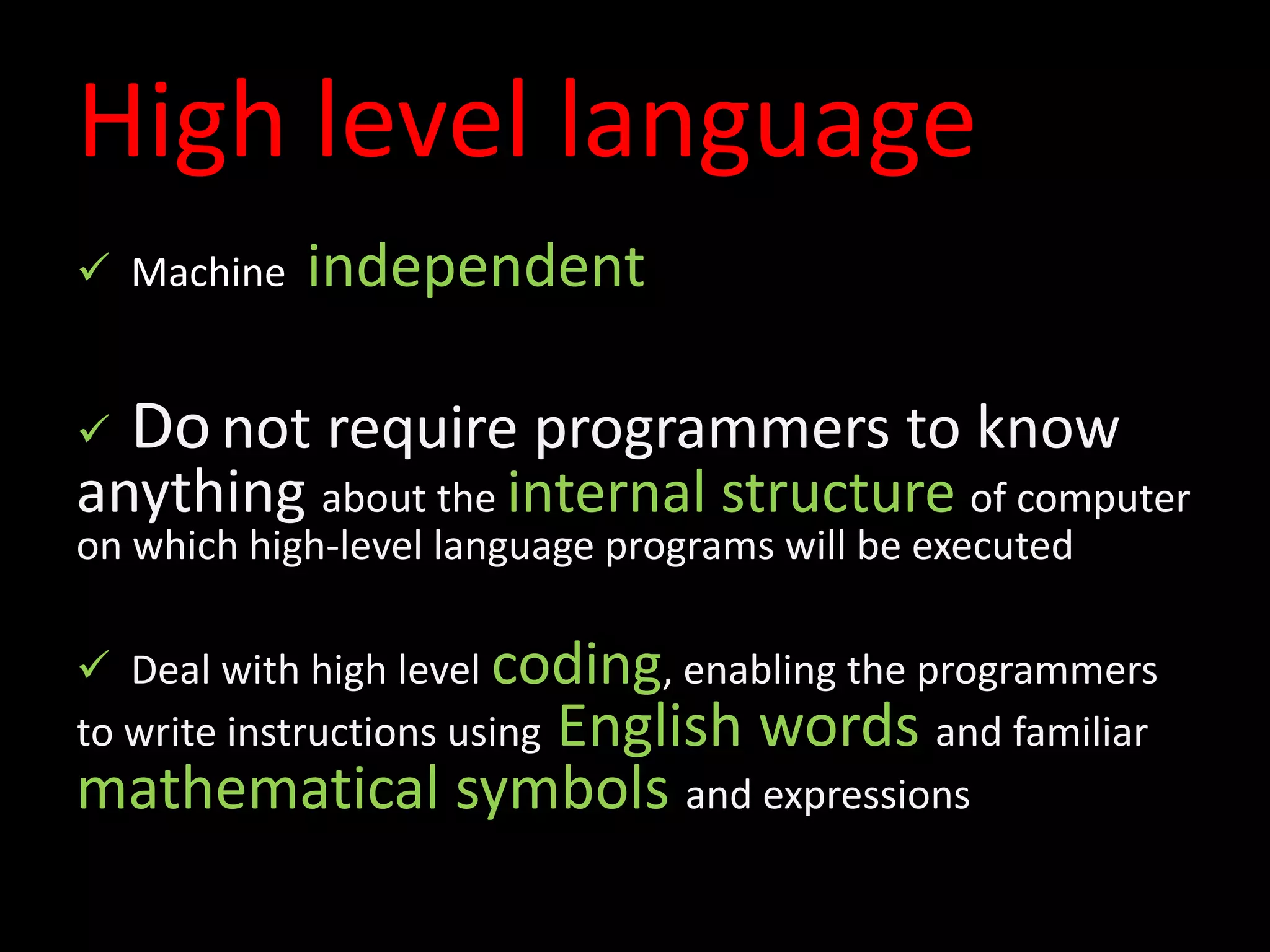 High Level Language (HLL) | PPTX | Programming Languages | Computing