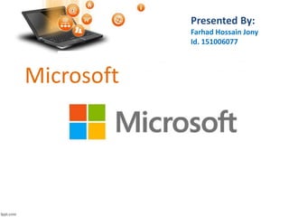 Microsoft
Presented By:
Farhad Hossain Jony
Id. 151006077
 