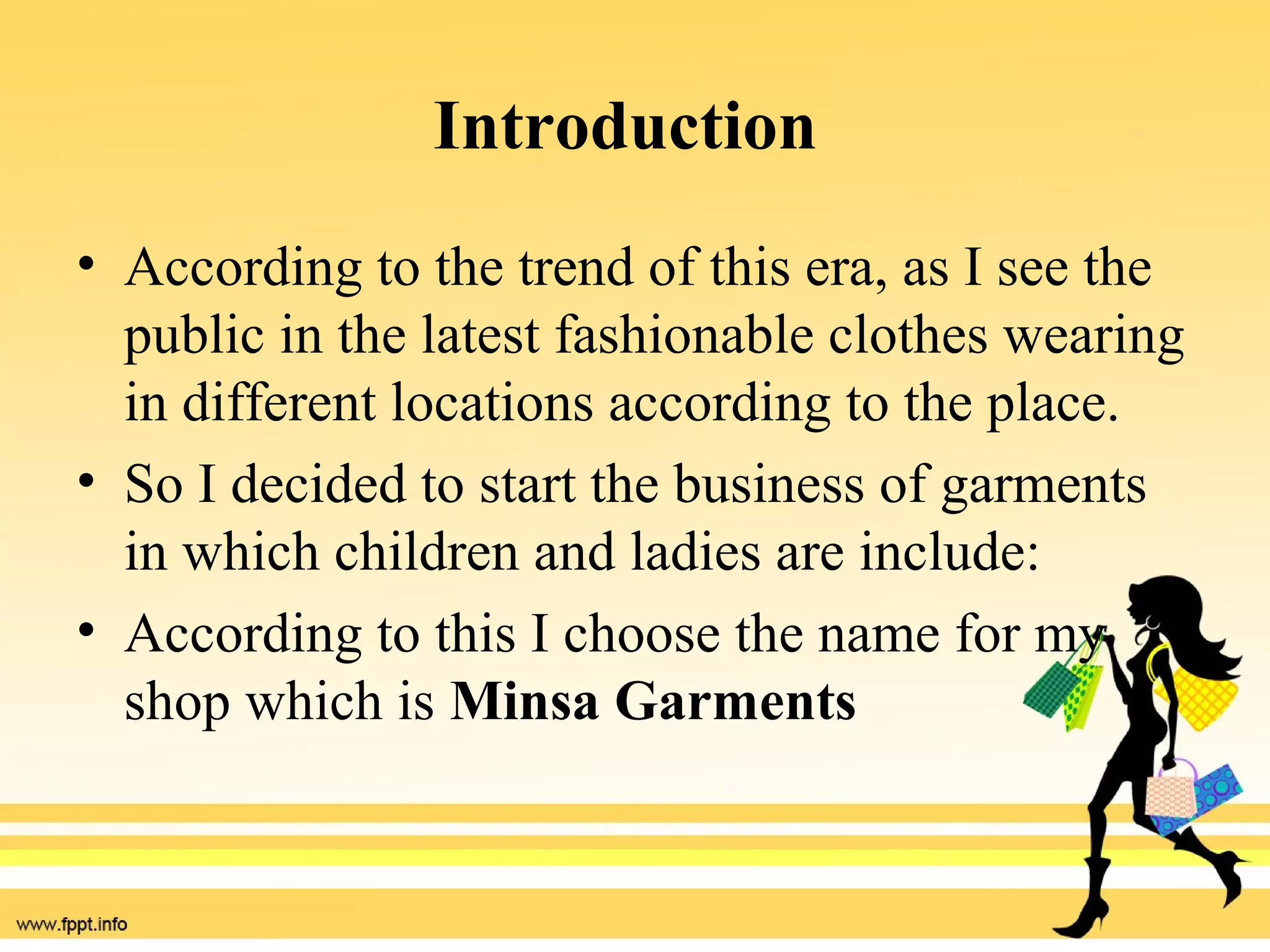 Ladies Garments Business Plane PPT