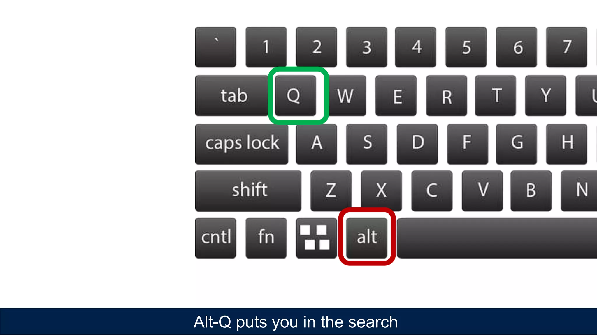 Alt-Q puts you in the search
 