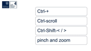 Ctrl-+
Ctrl-scroll
Ctrl-Shift-< / >
pinch and zoom
 
