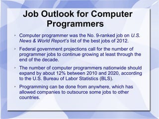 Computer programmer job information | ODP