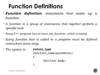 Comprehensive Guide to Functions in C++ Programming Language | PPTX