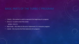Computer programming - turbo c environment | PPTX