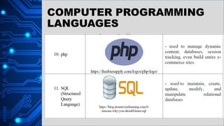 COMPUTER PROGRAMMING
LANGUAGES
 