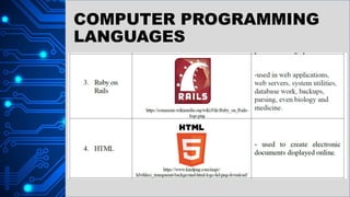 COMPUTER PROGRAMMING
LANGUAGES
 