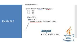 EXAMPLE
Output
X = 30 and Y = 10
 
