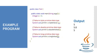 EXAMPLE
PROGRAM
Output
5
5.0
5
 