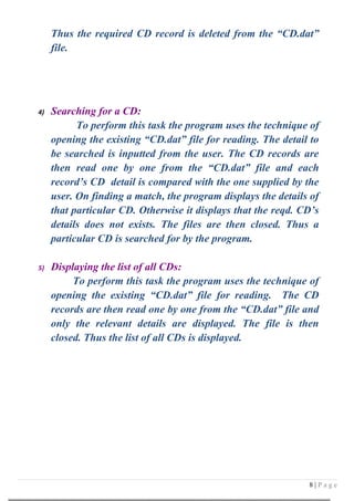 Computer project C++ CLASS 12TH (CD MANAGEMENT SYSTEM ) | DOC