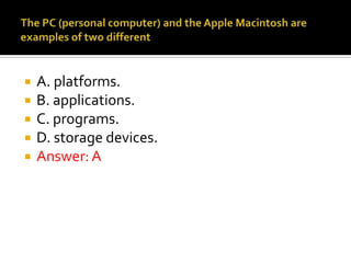Desktop Questions Application Example Computer questions with answers | PPTX