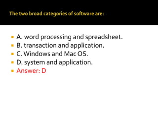 Software Question And Answer Computer questions with answers | PPTX