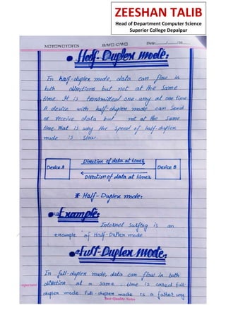 ZEESHAN TALIB
Head of Department Computer Science
Superior College Depalpur
 