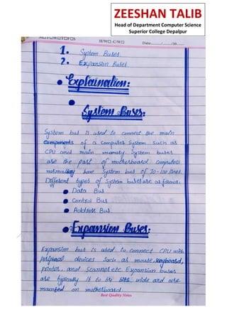 ZEESHAN TALIB
Head of Department Computer Science
Superior College Depalpur
 