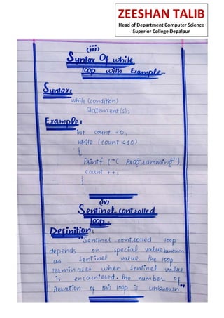 ZEESHAN TALIB
Head of Department Computer Science
Superior College Depalpur
 