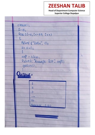 ZEESHAN TALIB
Head of Department Computer Science
Superior College Depalpur
 