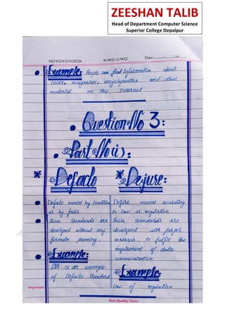 ZEESHAN TALIB
Head of Department Computer Science
Superior College Depalpur
 