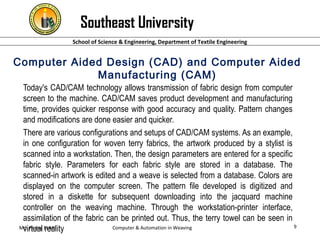 COMPUTERS AND AUTOMATION IN WEAVING | PPT