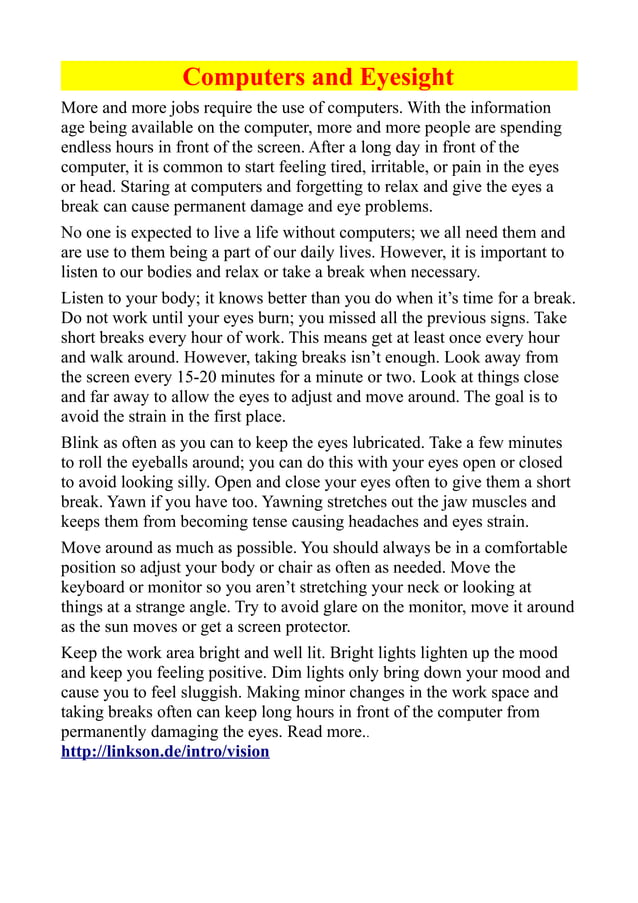 Computers and eyesight | PDF