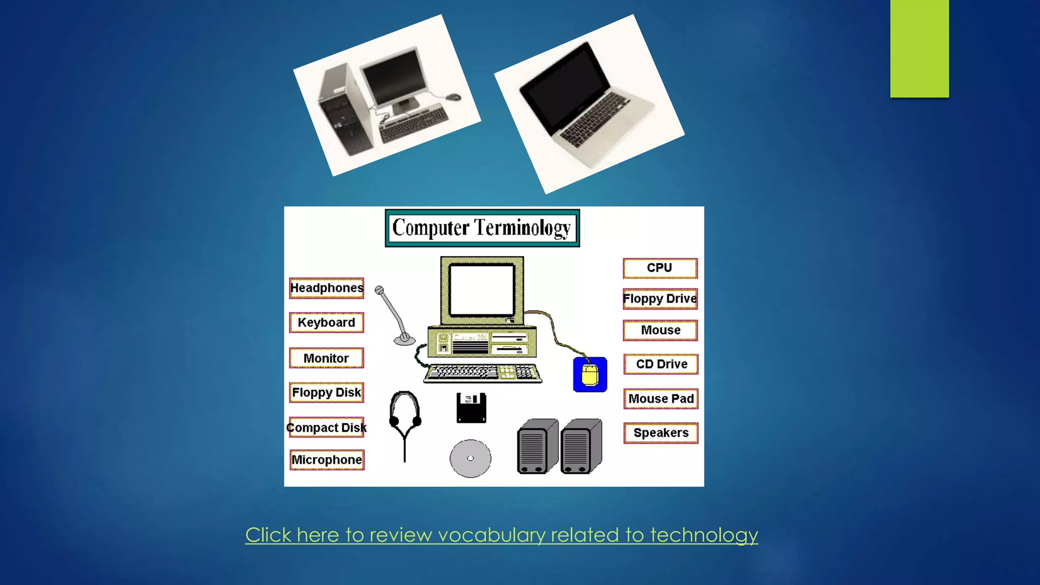 Click here to review vocabulary related to technology 
 
