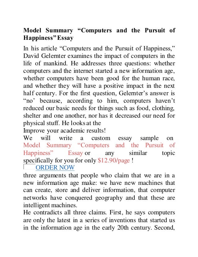 pursuit of happiness meaning essay