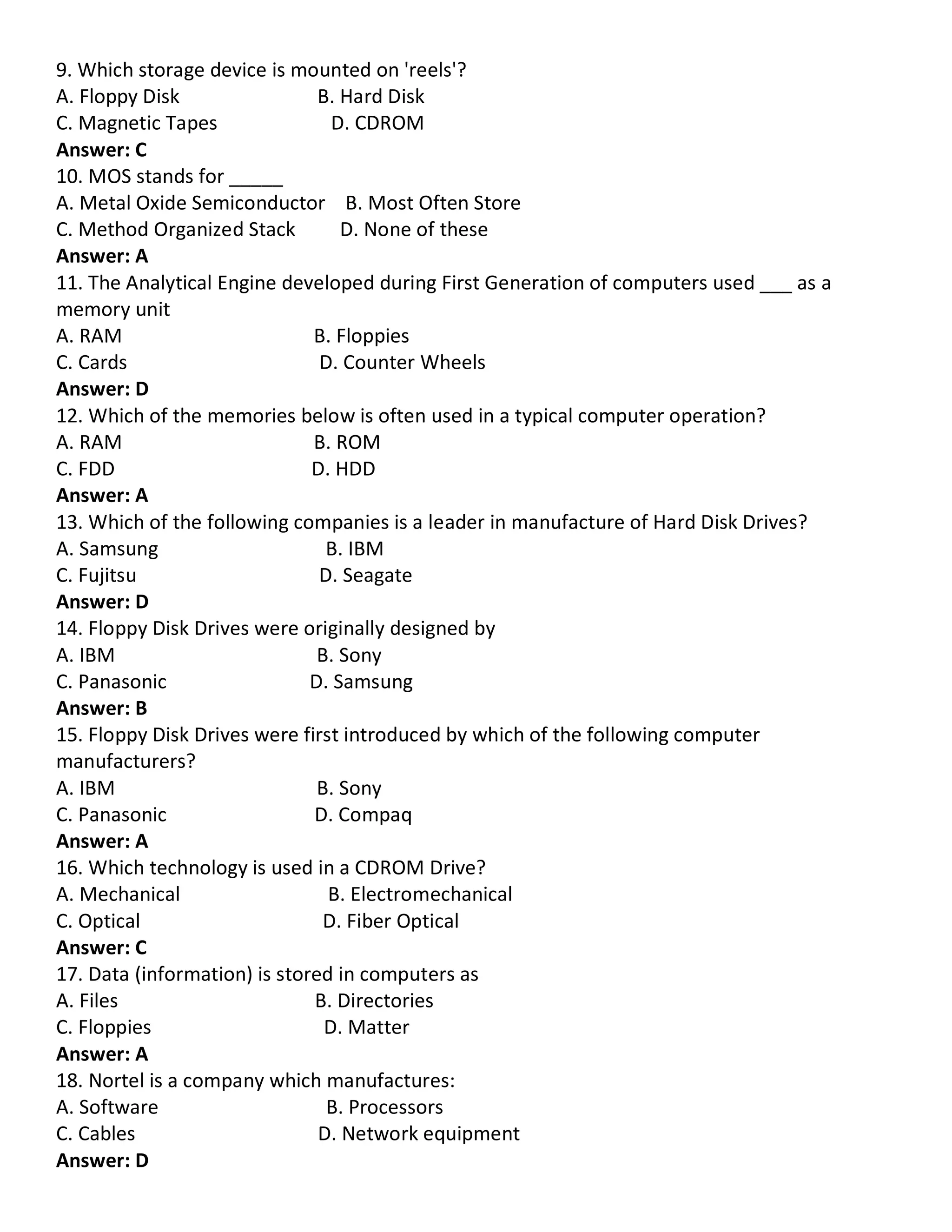 Computers basic mcq questions 3 | PDF