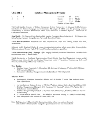 Database System Sessional Kurukshetra University CSE Syllabus | PDF