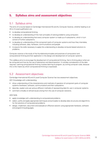 Computer Science 9608 Syllabus Computer science | PDF