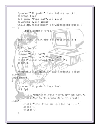 Computer science class 12 project on Super Market Billing | PDF