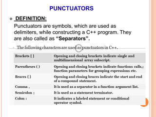 computer science tokens in c++ for school students | PPTX