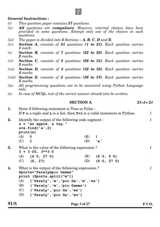 Computer_Science board examination paper | PDF
