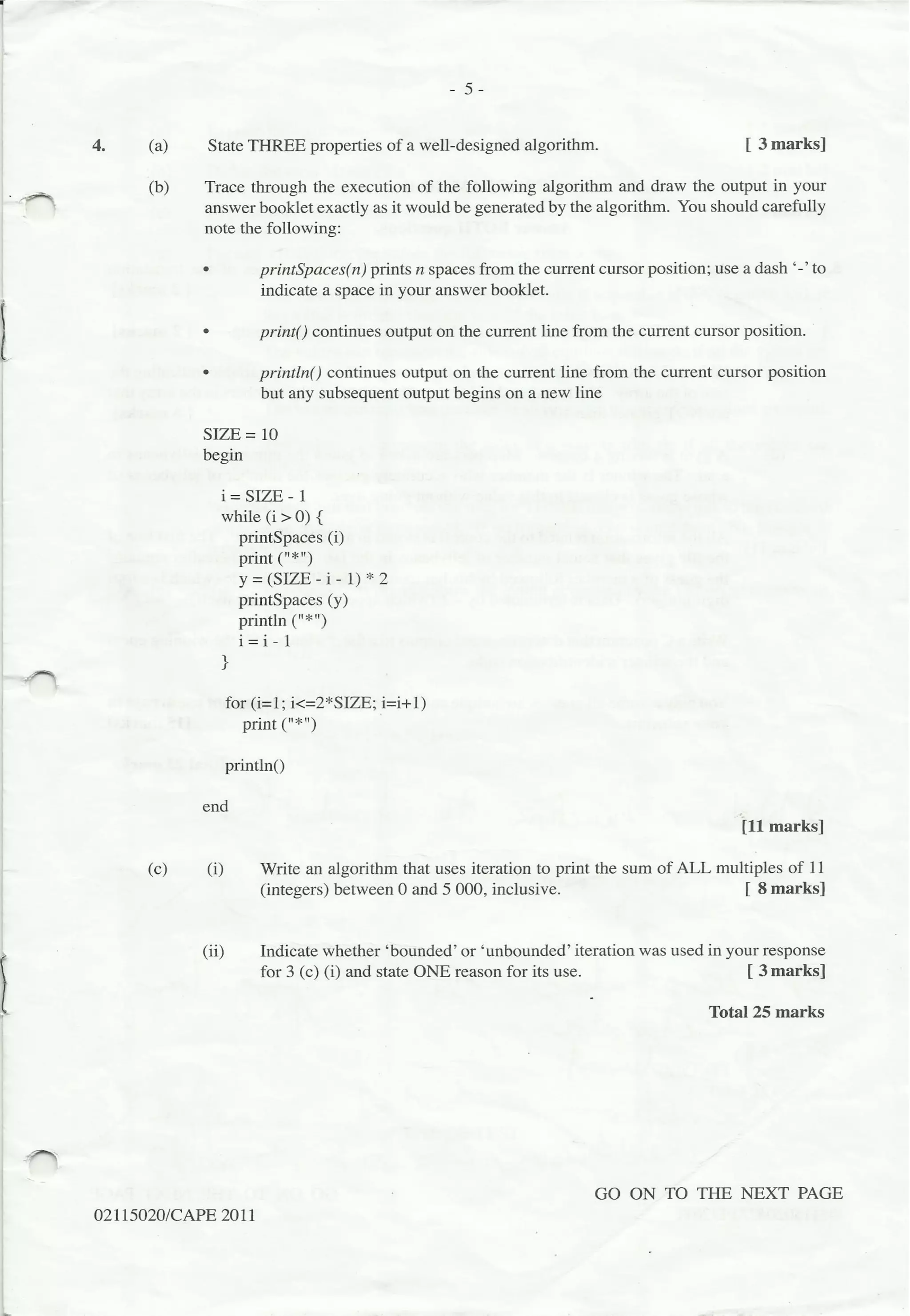 2011 CAPE Computer Science Unit 1 Paper 02 - Past Paper