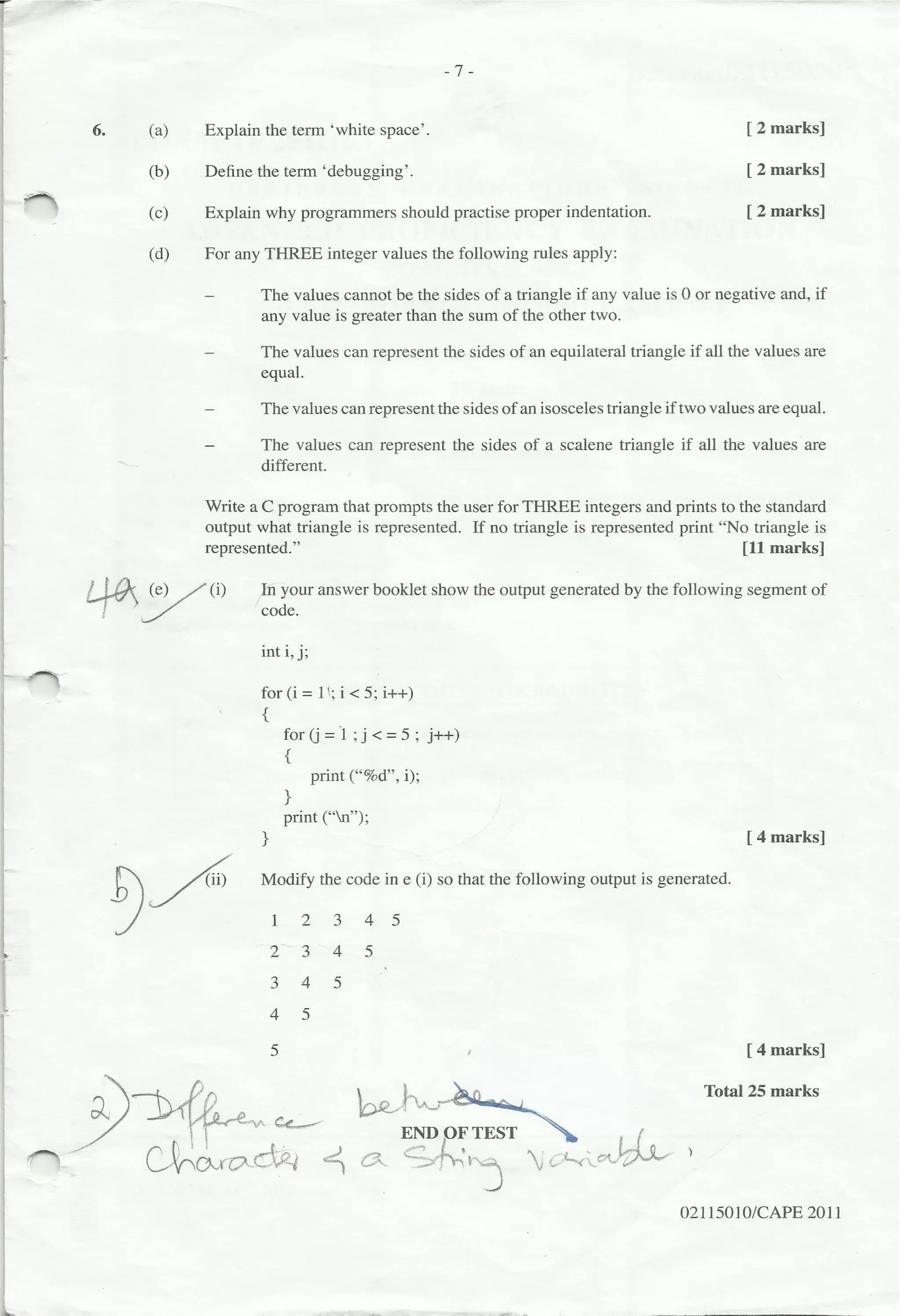 2011 CAPE Computer Science Unit 1 Paper 02 - Past Paper