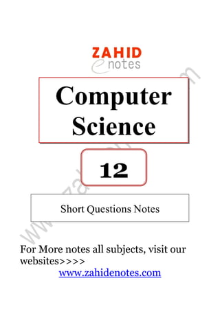 Computer science 2nd year short questions notes (1) | PDF