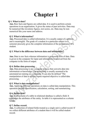 Computer science 2nd year short questions notes (1) | PDF