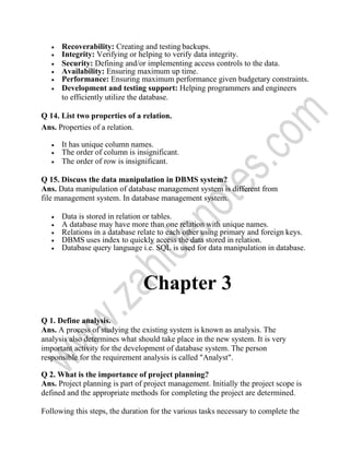 Computer science 2nd year short questions notes (1) | PDF