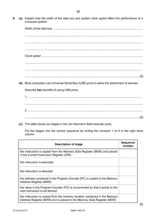 Computer science (9608) 2015 summer qp 11 Cambridge Zimsec | PDF